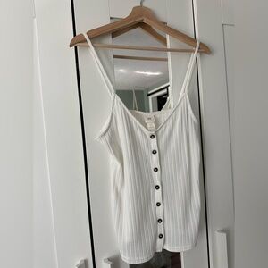H&M Ribbed Knit Cami Tank Button-Down White Top Womens Medium